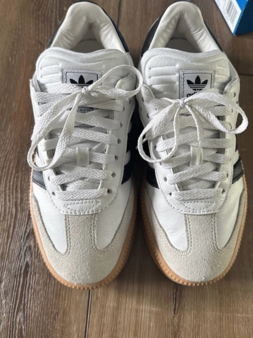 adidas White, Black & Gum Low-Top Leather Sneakers